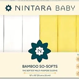 NINTARABABY So-Softs Bamboo Cloths - Ultra-Soft, Hypoallergenic, Highly Absorbent Multi-Purpose Baby Cloths, Quick-Drying, 10" x 10", Gifts for Babies, Infants & Toddlers, Pack of 6-picture-10