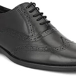 Men's Classic Leather Brogue Oxford Shoes, Black, Wing-tip Design, UK Size 6-9, Memory Foam Insole, Round Toe, for Wedding, Business and Formal Occasions image 1