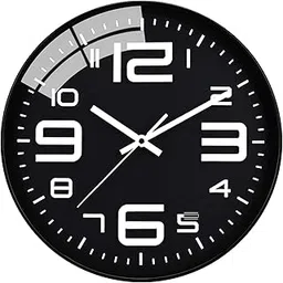TEKCOOL Wall Clock 12" Silent Quartz Decorative Latest Wall Clock Non-Ticking Classic Clock Battery Operated Round Easy To Read For Room/Home/Kitchen/Bedroom/Office/School -Analog, Plastic Black white-picture-12