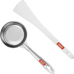 Sumeet Stainless Steel Perfect Dosa making Spoon/Ladle set of 2 Pcs (1 Turner, 1 Short Pour Ladle with Flat Base), 29.3 Centimeter-picture-38