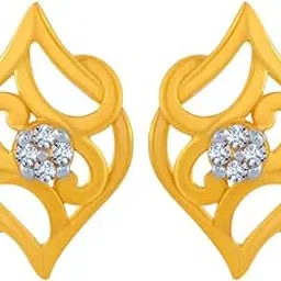 p.c. chandra jewellers 14k (585) Yellow Gold and American Diamond Stud Earrings for Women-picture-51