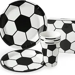 Wanna Party 40 PCS Soccer Theme Birthday Decoration Kit Including Soccer Plates, Cups and Napkins for Football Party Supplies Soccer Birthday Decorations Tableware Set Soccer Ball Dinnerware Favor-picture-23