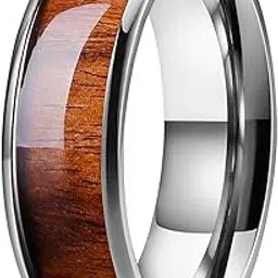 peora 8mm Santos Rosewood Wood Titanium Band for Men Engagement Ring Ring - Valentines Gift for Him-picture-55