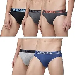 macho sporto Men's Solid Brief Multicolor Pack of 5 (Colour May Vary)-picture-23