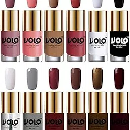 Volo Luxury Super Shine Nail Polish Set of 12 Vibrant Shades (Nudes Spring, Candy Cotton, Dark Nude, Tan, Matte White, Black, Extra Shine Top Coat, Grey, Metallic Maroon)-image-81