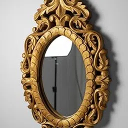 Handcrafted Oval Wooden Mirror – Polished Finish, Elegant Home Décor Wall Mirror-image-56