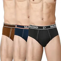 macho sporto Macho Spoto Men's Solid Pure Cotton Brief Pack of 3 (Assorted Colour May Vary)-picture-14