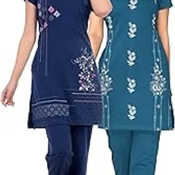 clint Summer Wear Round Neck Half Sleeve Cotton Blended Printed Nightsuit for Women's (Pack of 2)-picture-12