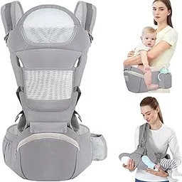 Deoxys Newborn Baby Carrier with Hip Seat Ergonomic Infant Carrier Adjustable Multifunctional Front and Back Carry for Childs Toddler 3 Months to 3 Years(7-45lbs)-picture-14