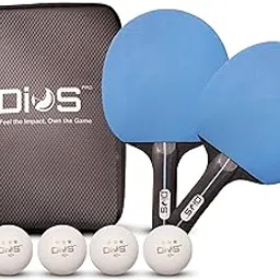 TT Racquet Table Tennis Set - (215 Grams TT Racket Set of 2, Blue) Made with Poplar and Purewood, Complete Table Tennis Racquet Set | High Performance | Includes 4 Balls with Carry Bag-image-0