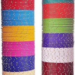 nmii Stylish Multi colour Metal Bangles set for women and Girls with Zari and Cutting Design | Fancy Multicolour Bangles for women | Metal Chudi Set For Women | Women's Bangles-picture-44