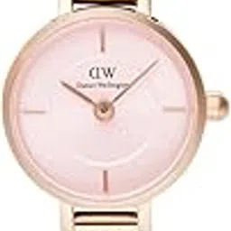 Petite Analog Watch for Women with Pink Round Dial & Rose Gold Stainless Steel Bracelet Band Water Resistant Women's Wrist Watches - DW00100743K-image-2