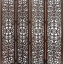 Wooden Partition for Pooja Room 4 Panel 6 feet I Wooden Separators for Living Room I Wall partition I Foldable Panel I Screen Divider for Studio I Room partition - (Brown) (187W x 182.9H Centimeters)-image-33