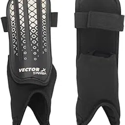 Vector X Samba Shinguard with Ankle Adjustable | Training and Practice | for Girls and Boys | (Junior, Black-White)-picture-21