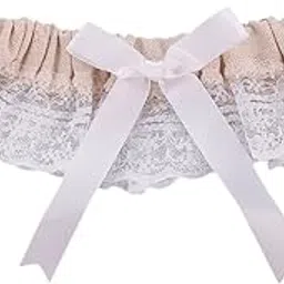 magideal Elegant Women Girls Burlap Lace Flower Garter with Bow Thigh Ring Wedding Party Costume-picture-26