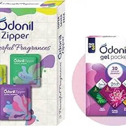 Odonil Bathroom Air Freshener Zipper Mix - 30gm Citrus, Jasmine, Lavender(10gm*3) Odonil Gel Pocket Mix - 30g (Assorted pack of 3 new fragrances) Multicolor-picture-36