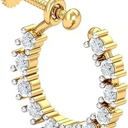 kuberbox 18K Yellow Gold Diamond Stark Screw Nose Ring for Women (Piercing Required)-picture-26