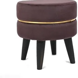 WUDENSEE Beautiful Velvet Puffy Office Stool with Black Legs Home Decor | Upholstered Round Velvet Tufted Foot Rest Ottoman | Ottoman for Living Room & Bedroom | Decorative Home Furniture (Brown)-picture-32