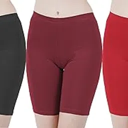 Buy That Trendz Cotton Lycra Tight Fit Stretchable Cycling Shorts Womens | Shorties for Active wear/Exercise/Workout/Yoga/Gym/Cycle/Running White Charcoal Combo Pack of 2-image-2