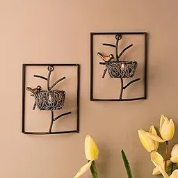 Homesake Iron Bird With Nest Leaf Tealight Holder,, Pack of 2-picture-33