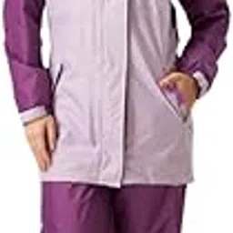 zeel Rain Coat for Women Waterproof with Adjustable Hood, Rainwear Suit with Polyester Jacket and Pants for Ladies, AZ11 Violet M-picture-34