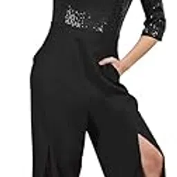 Regular fit Embellished Polyester Sweetheart Neck Short Sleeves Self Design Party Jumpsuit-image-27