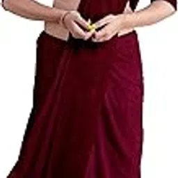 kashphool Women's Bengal Handloom Hand Woven Khadi Single Colour Cotton Solid Saree With Blouse Piece-picture-45