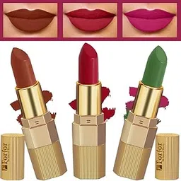 FORFOR® Xpression Matte Lipstick Highly Pigmented, Creamy Texture, Long Lasting Matte Finish Combo of 3 (5-8 hrs stay) (Brown Nude ,Red Velvet ,Natural Pink)-picture-30