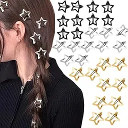 30 PCS Star Hair Clips, Y2K Accessories for Girls Women, Metal Hair Clips for Baby Girls Kids, Gold Black Silver Star Shaped Clips, 3cm 4cm Hair Accessories for Daily Use Special Occasions-image-34