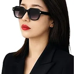 park line Oversized Square Sunglasses – Black Frame with Gradient UV400 Lenses & Gold Accents | Unisex Premium Fashion Eyewear"-picture-51
