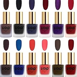 Volo Velvet Dull Matte Bold Colors Nail Polish Combo in Wholesale Rate(Chocolate Brown, Black, Russian Navy Blue, Carrot Red, Metallic Dark Purple, Passion Red 96 ml) Pack of 12-picture-28