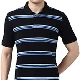 peter england Men's Cotton Breton Stripe Polo Shirt | Casual Wear | Modern Design-picture-22