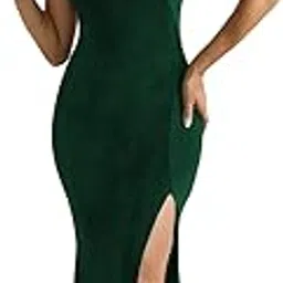 clafoutis Women Criss Cross Neck Long Dress with a Leg Cut Slit-picture-25