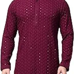 royal kurta Men's Rayon Chikankari Embroidered and Sequence Kurtas-picture-50