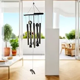 Mrig Kasturi Traditional Wind Chimes for Home & Garden Decoration | 18-Inch Metal Tubes with Hanging Bells & Fan Pendant | Golden Finish for Indoor & Outdoor Use – Balcony, Bedroom, Office-image-58