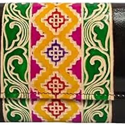 chitrahar Shantiniketan Genuine Leather Handcrafted Geometric Motif Clutch For Women (Stick, Black)-picture-15