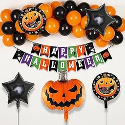 Party Propz Halloween Decorations - 38 Pcs Halloween Banner | Pumpkin Balloons for halloween | pumpkin Themed Balloons | pumpkin Decor | haunted houses-picture-14