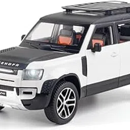 DEUSON ECOM 1:24 Defender Toy Cars for Kids Diecast Defender Metal Car Model Pull Back Toy Cars with Sound and Light Openable Door-image-0