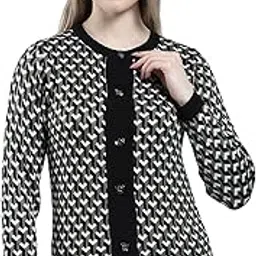 Women Woolen Regular Fit Cardigan | Winter Sweater | Round Neck | Button Closure |Full Sleeve with Self Design Knitted Cardigan for Women's-image-20