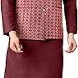 adarniya Men's Cotton Silk Blend Regular Kurta Pyjama, Embroidered Nehru Jacket/Waistcoat Set-picture-56