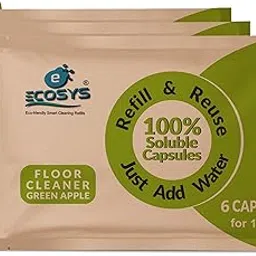 Ecosys 3L Floor & Surface Cleaner Capsules | Green Apple | Eco-Friendly Strong Liquid Tile Cleaner | Pet and Baby Safe| Refill Pack of 3| 1 Pack = 1L-picture-14