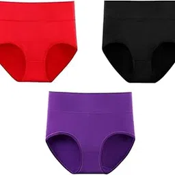 geifa Women's Super Combed Cotton Elastane Stretch High Waist Bikini with Concealed Waistband and StayFresh Treatment Plus Size Pack of 3-picture-33