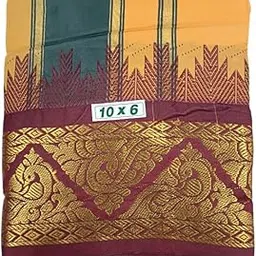 exclusive dhoties Traditional Art Silk Color Dhoties With 5" inch Jacquard Temple Tower Border size 10X6 (4.62 Mtr Dhoti with 2.77 Mtr Angavastram)-picture-48