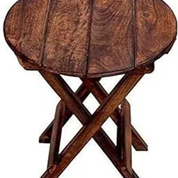 Foldable Small Round Wooden Stool | End Table Best Used as Bedside Corner | Footrest Stool | Planter Stand for Living Room & Home Decor (30 x 30 x 30 cm)-picture-32