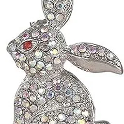 vama FASHIONS Siver Plated Rabbit Elegant Brooch Pin Bunny Crystal Lapel Pin Cute Animal Jewelry for Dresses Scarfs Coats & Accessories for Women-picture-36