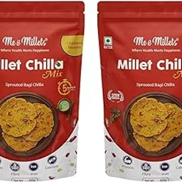 Me & Millets Sprouted Millet Ragi Chilla Mix Combo (150g X 2) - Chatpata Masala, No Preservatives, No Palm Oil, Natural Healthy Protein & Fiber-Rich Breakfast For Kids & Family (Jain Friendly)-picture-19
