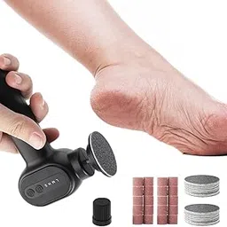 Electric Callus Remover for Feet - Rechargeable Cordless Pedicure Tool with 3 Speeds & 10 Sandpaper Discs, Professional Dead Skin Remover for Cracked Heels (Black)-image-4