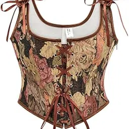 fulaida Women’s Retro Oil Painting Corset | Lace-Up Fishbone Vest with Straps | Slim Fit Body Shaper Bustier-picture-26