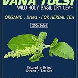 Aspkom Organic Dry Tulsi Leaf (Holy Basil) - 200g Rama Tulsi Leaves for Herbal Tea, Ayurveda - Pure, Caffeine-Free-image-62