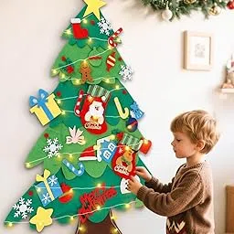 PATPAT® DIY Felt Christmas Tree for Toddlers with Xmas Stockings Ornaments, 3ft Diy Montessori Christmas Tree Felt, Door Wall Hanging Decorations Activities Gifts Toys Party Decor (Not Included Light)-picture-51